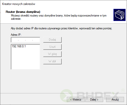 adres IP default gateway