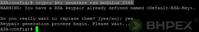 crypto key generate rsa modulus