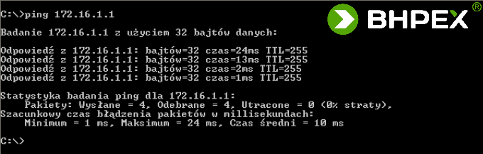 sprawdzenie poprawności połaczenia - router cisco