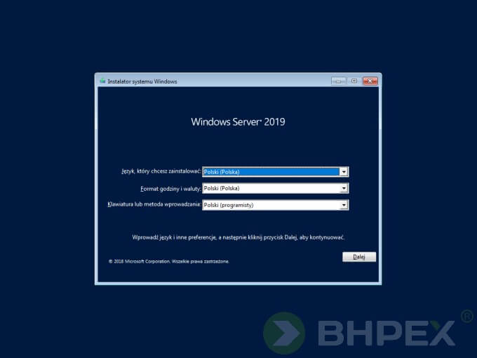 Instalacja Windows Server 2019