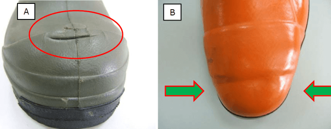 Przegląd obuwia ochronnego - uszkodzenia podnoska