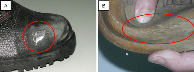 buty ochronne - przetarcia i peknięcia