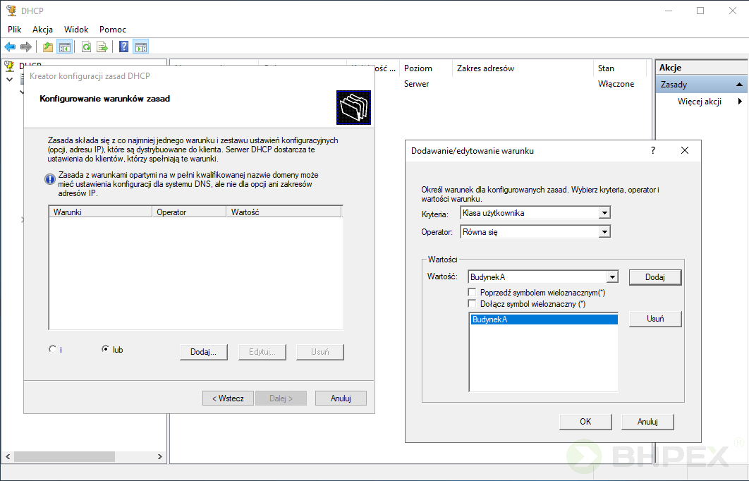 opcje zakresu na karcie zaawansowane