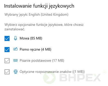 opcjonalne funkcje językowe