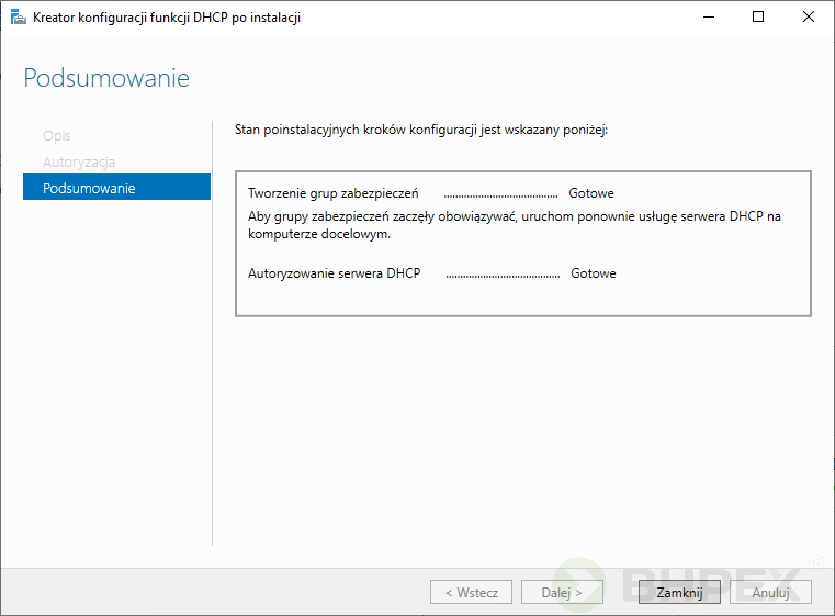 podsumowanie kreator konfiguracji