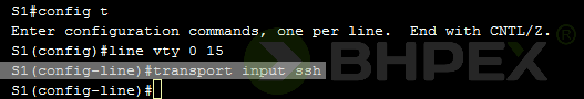 transport input ssh