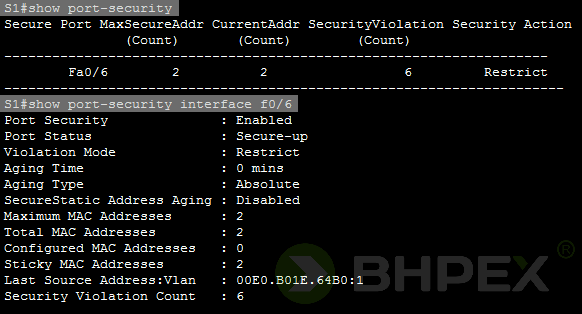 trzeci host - Port Security