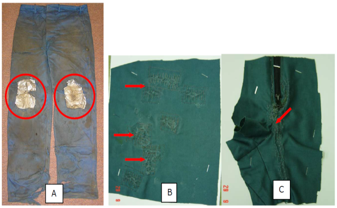 Przegląd odzieży ochronnej - niewłaściwie naprawiona odzież ochronna